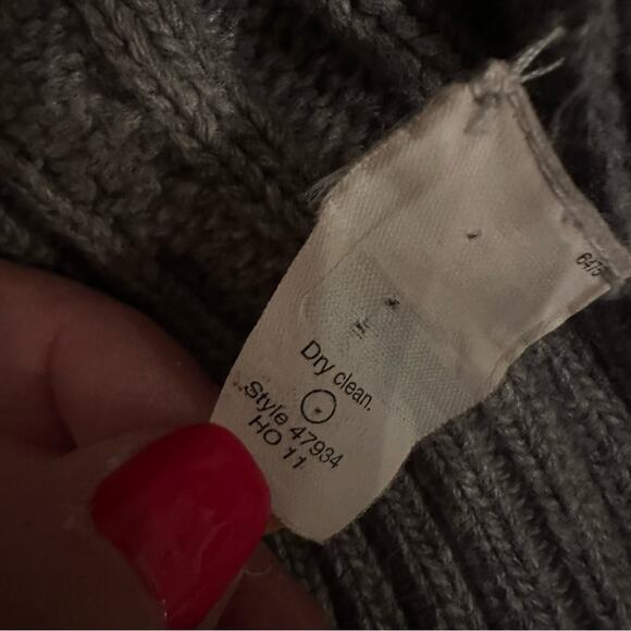 J Crew Cambridge Chunky Cable Knit  Turtleneck Sweater 47934 Grey XS Preppy - Picture 8 of 10